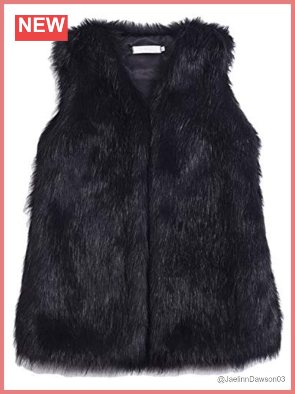 Faux Fur Vest Coat Sleeveless Hook Closure V-Neck Slim Fit Winter